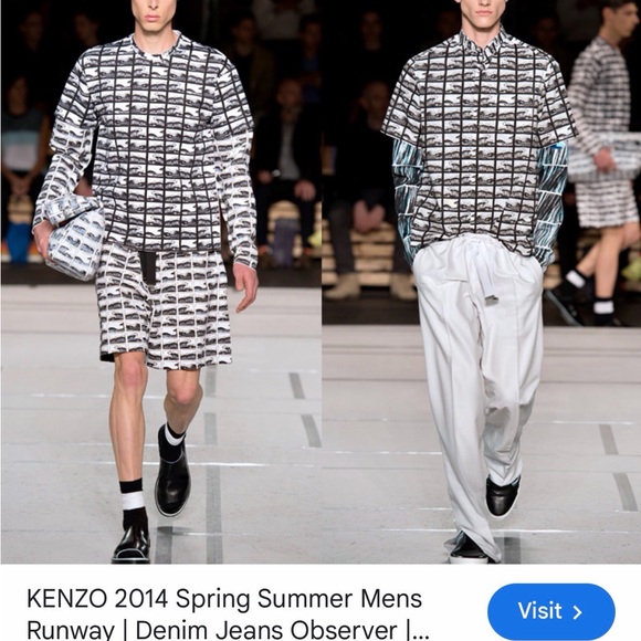 Kenzo Monochrome Wave Pattern Shirt
